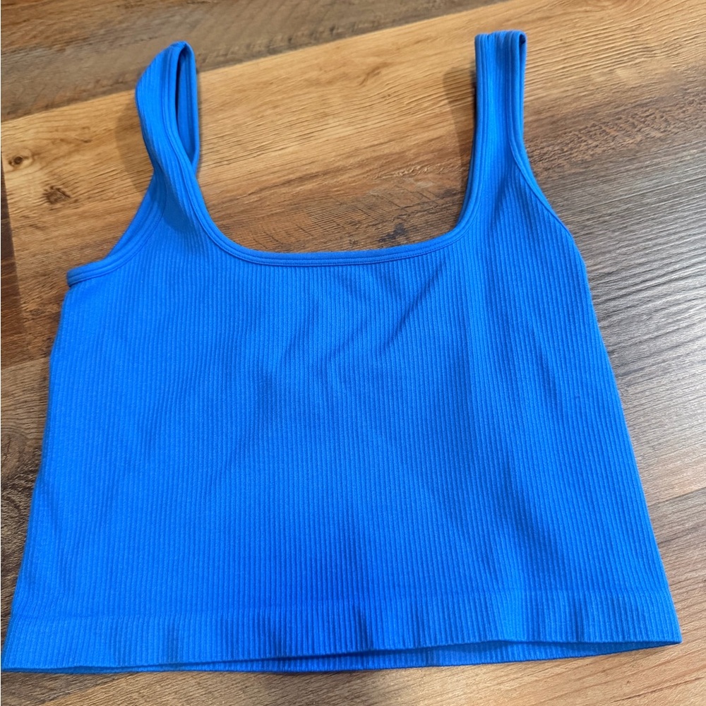 SHEIN Bright Blue Ribbed Cropped Tank Top